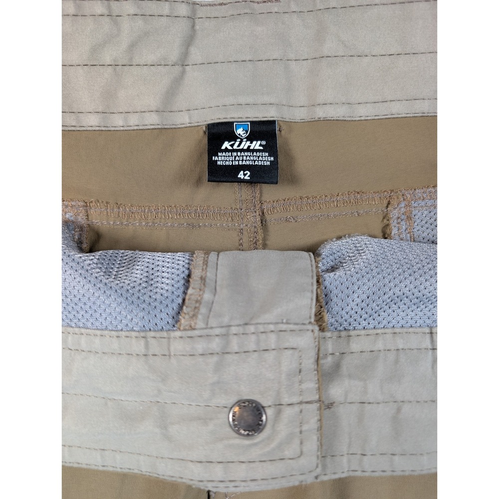 Kuhl Renegade Khaki Tan Cargo Hiking Shorts Mens 42 Style 5121 Nylon Spandex - Picture 2 of 13
